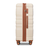 Luggage Sets New Model Expandable ABS Hardshell 3pcs Clearance Luggage (Beige and Brown)
