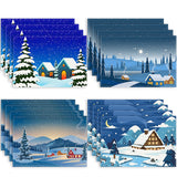 Christmas placemat white hemp Christmas scenery print home table mat living room dining table coaster - V.I.P Digital Presence