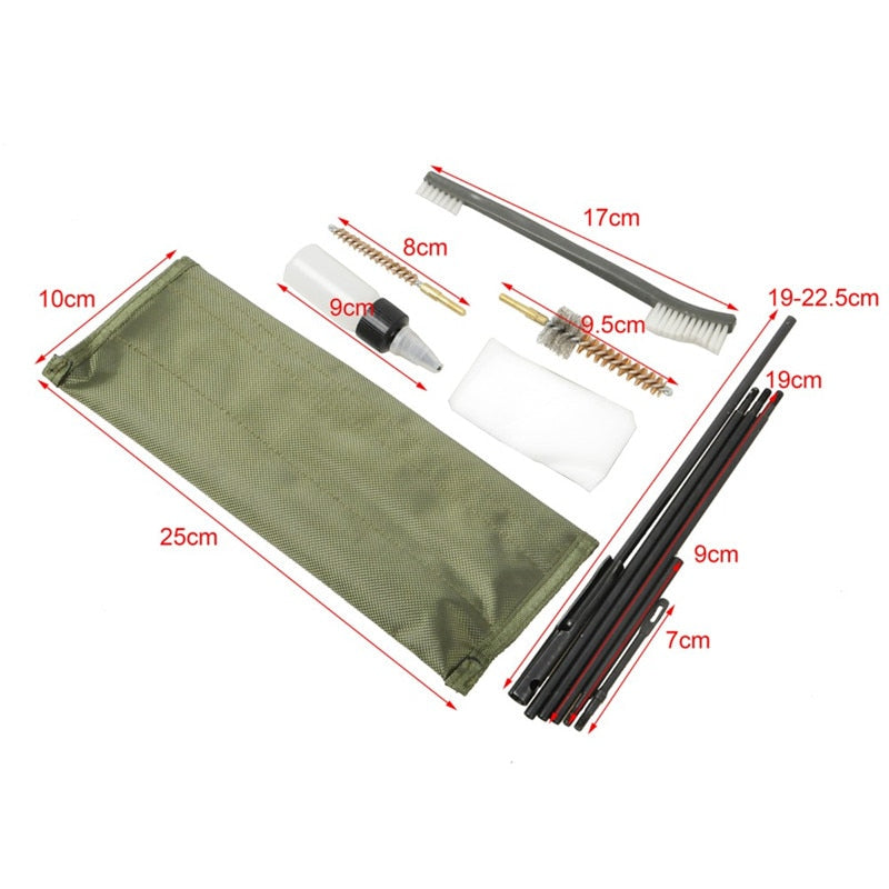Airsoft M4 M16 Rifle Gun Cleaning Kit 10 Pieces .22 .30cal 5.56mm Brushes Set Clean Rod Convenient Nylon Case Hunting Accessory - V.I.P Digital Presence