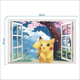 New 3D Pikachu Wall Sticker Pok é mon Wallpaper Self adhesive Cartoon Graffiti Anime Poster Children's Room PVC - V.I.P Digital Presence