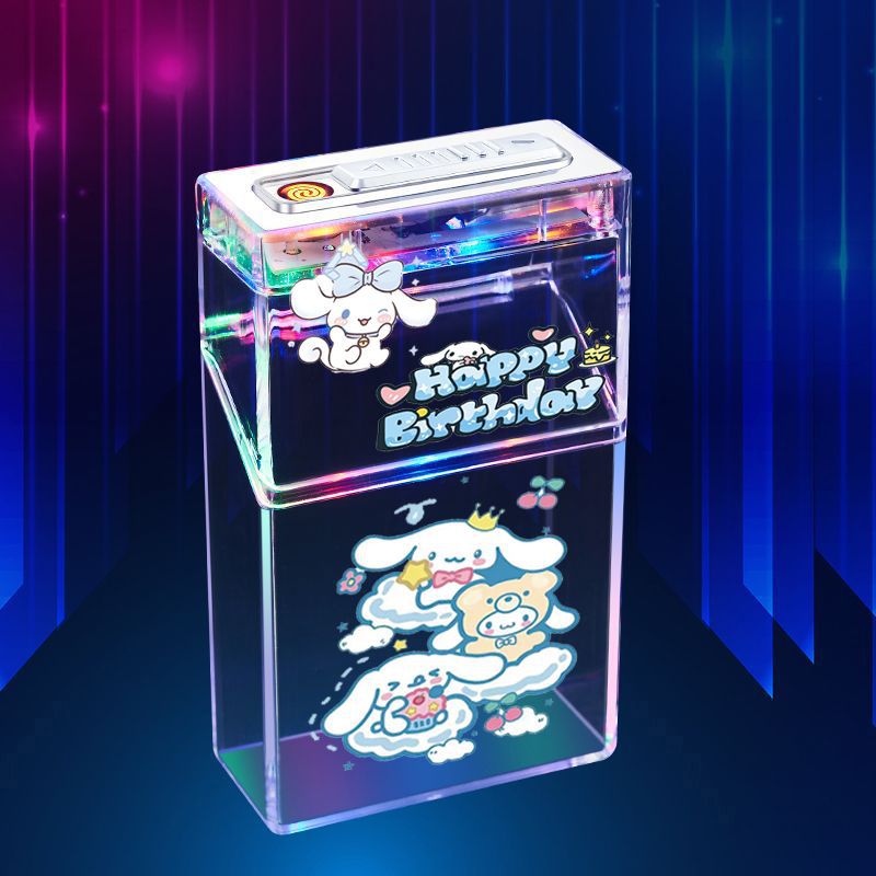 Pacha Dog Cartoon Sanrio Cigarette Box Charging Lighter Integrated Transparent Body Atmosphere Colorful Lights Cute Gift Object - V.I.P Digital Presence