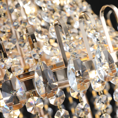 Golden crystal pendant light, large modern luxury ceiling lighting (without light bulbs) - V.I.P Digital Presence