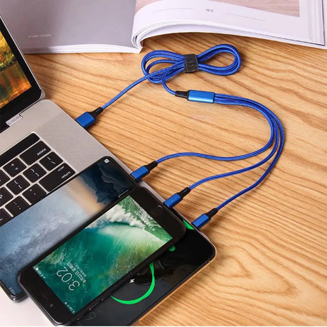 1.2M Charging Cable 3 In 1 USB Type C Charger Cord MultiPort Micro Cable For iPhone 15 14 Pro Max Samsung Galaxy Xiaomi 12 - V.I.P Digital Presence