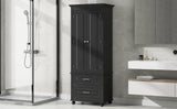 Tall Storage Cabinet with Two Drawers for Bathroom/Office, Black - V.I.P Digital Presence
