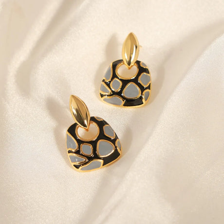 Geometric glazed enamel leopard print earrings fashionable and elegant accessories - V.I.P Digital Presence