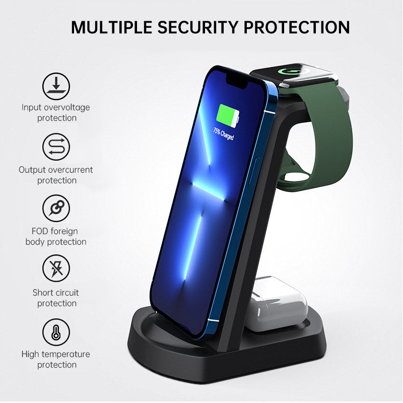 Three In One Wireless Charger Suitable for Mobile Phones, Headphones, Watches, Charging Brackets, Vertical Wireless Charging - V.I.P Digital Presence