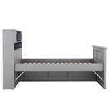 Twin Size Captain Platform Bed Frame with Storage Bookcases and Shelves,Four Drawers, Gray - V.I.P Digital Presence