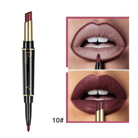 Matte Lipstick Wateproof Double Ended Long Lasting Lipsticks Brand Lip Makeup Cosmetics Nude Dark Red Lips Liner Pencil - V.I.P Digital Presence