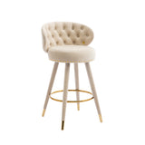 COOLMORE Counter Height Bar Stools Set of 2 for Kitchen Counter Solid Wood Legs with a fixed height of 360 degrees Beige