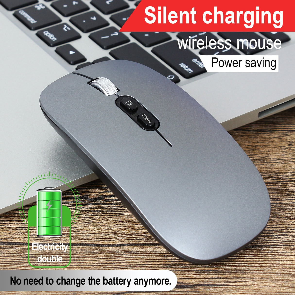 Rechargeable wireless mouse with 2.4G mute and one click return to desktop office mouse with built-in lithium battery - V.I.P Digital Presence