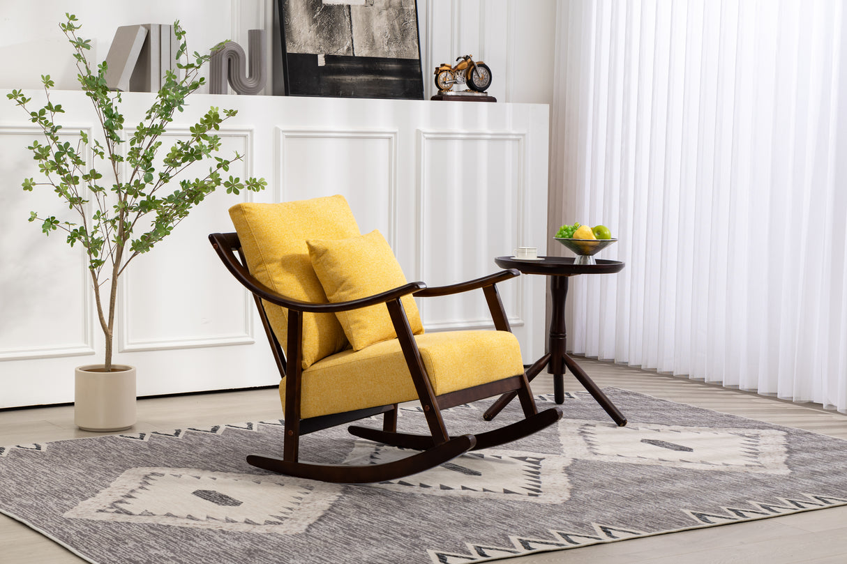 woven fabric Mid Century Modern Accent Chairs Comfy Upholstered Glider Arm Chair with Solid Wood for Living Room Bedroom Balcony - V.I.P Digital Presence