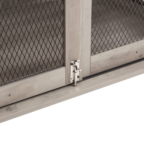 Farmhouse Dog Cage Crate Furniture with Sliding Barn Door, Farmhouse Wooden Dog Kennel End Table with Flip-top Plate Dog House - V.I.P Digital Presence