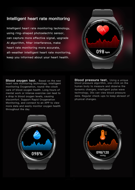 GS GT3 Pro Smart Watch Heart Rate, Blood Pressure, Blood Oxygen Monitoring Bluetooth Sports Watch Bracelet - V.I.P Digital Presence