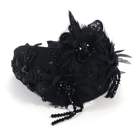 Hand embroidered three-dimensional simulation crystal flower headband pearl headband - V.I.P Digital Presence