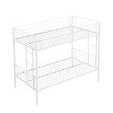 Twin metal bunk beds, metal structure bed frame with safety guardrails and 2 ladders, convertible bunk beds, white - V.I.P Digital Presence