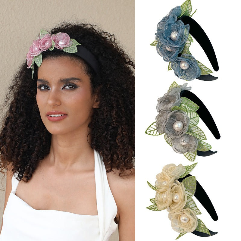 Fashionable fabric flower pearl flower headband - V.I.P Digital Presence