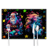 Christmas table mat with white linen starry sky and Santa Claus print - V.I.P Digital Presence