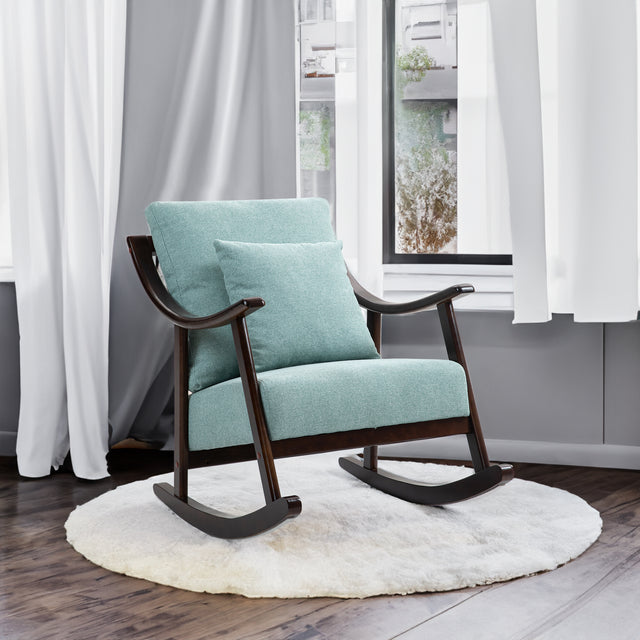 woven fabric Mid Century Modern Accent Chairs Comfy Upholstered Glider Arm Chair with Solid Wood for Living Room Bedroom Balcony - V.I.P Digital Presence