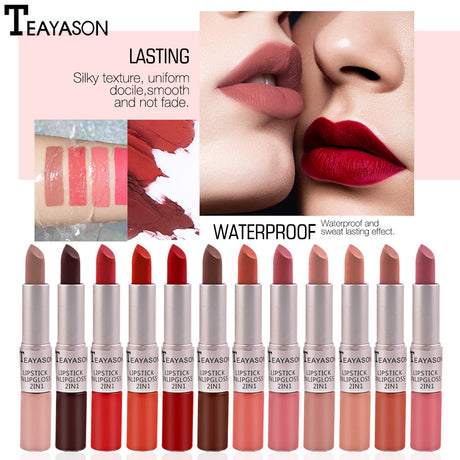 Double-Headed Non-Stick Cup Matte Matte Lip Gloss Two-In-One Matte Bean Paste Does Not Fade With Cup Lipstick Female - V.I.P Digital Presence
