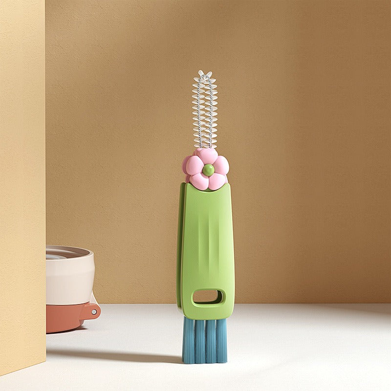 Petal three in one cup lid brush multifunctional gap cleaning brush milk bottle mouth groove cup brush - V.I.P Digital Presence