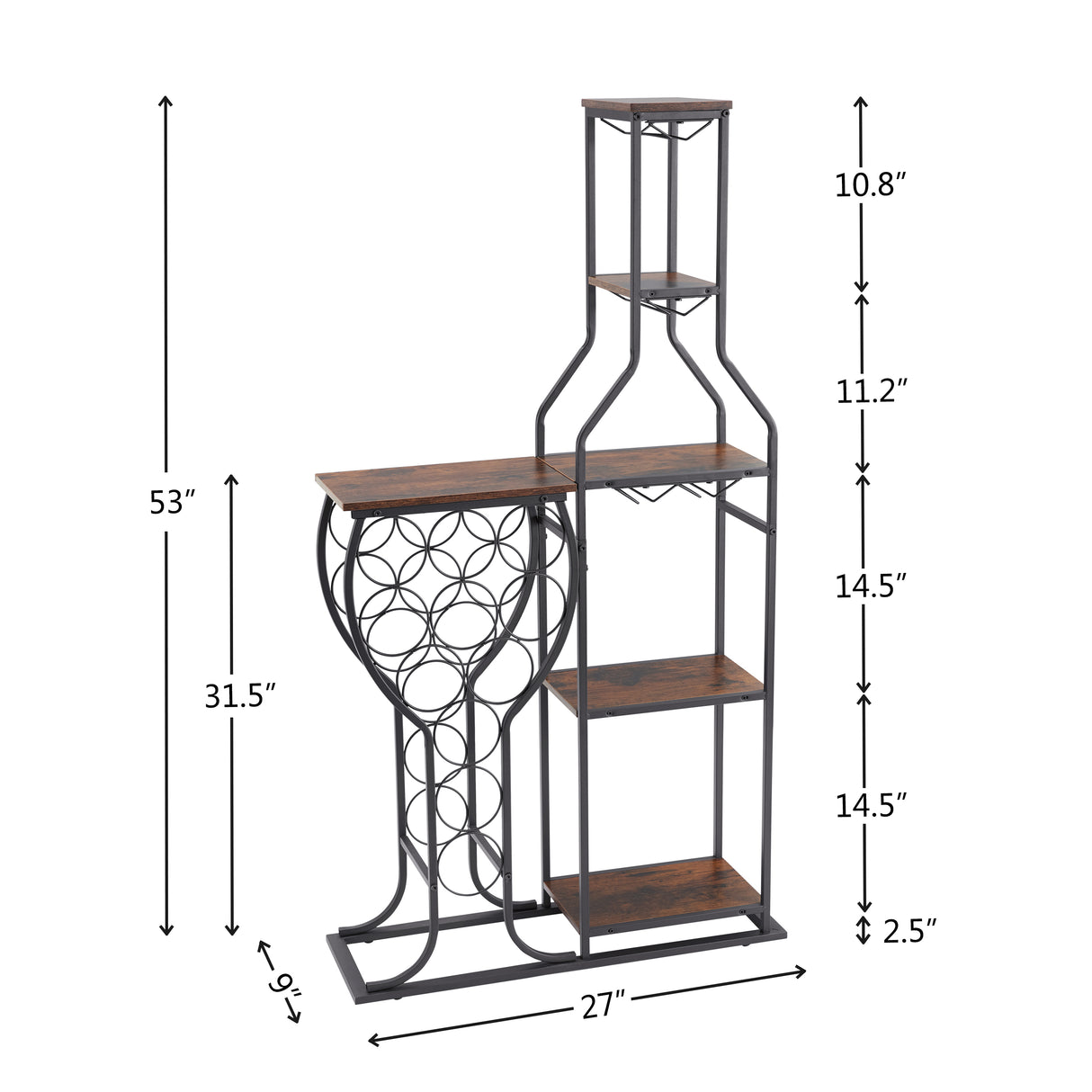 11 bottle wine baking rack, 5-layer independent wine rack with hanging wine glass rack and storage rack - V.I.P Digital Presence