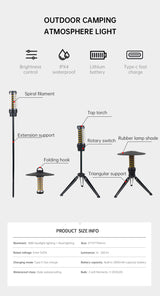 Outdoor Camping Light Portable Night Light Portable Flashlight Tripod Stand Lighting Lighthouse Marquee Tent Atmosphere Light - V.I.P Digital Presence