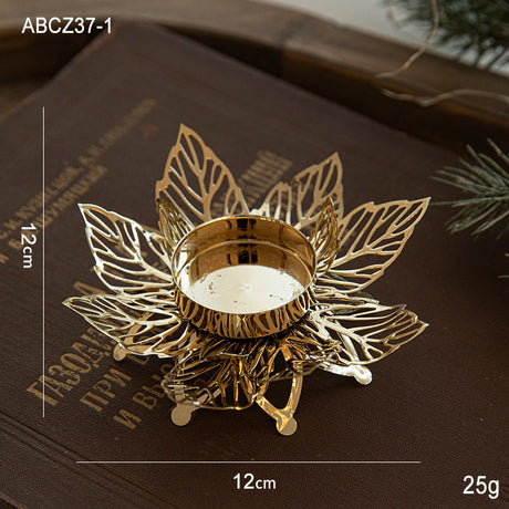 Christmas Golden Iron Candlestick Desktop Decoration Christmas Day Snowflake Decorations Table Arrangement - V.I.P Digital Presence