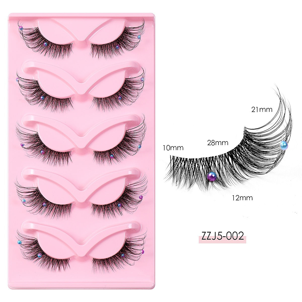 Clear Band Corner Foxy Winged Cat Eye 3D Strip Lashes Silk Party Full False Eyelash Vegan Faux Mink Eyelash With Diamond Pearl - V.I.P Digital Presence
