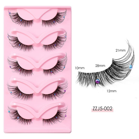 Clear Band Corner Foxy Winged Cat Eye 3D Strip Lashes Silk Party Full False Eyelash Vegan Faux Mink Eyelash With Diamond Pearl - V.I.P Digital Presence