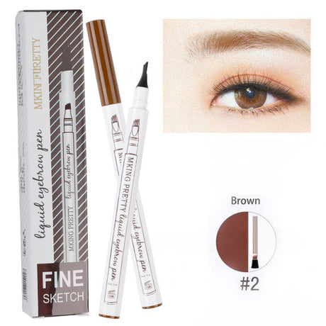 Makeup Micro Sculpture Fine Grain Eyebrow Pen Four Fork Eyebrow Pen Anti Sweating and Non Staining Liquid Eyebrow Pen Four Head - V.I.P Digital Presence