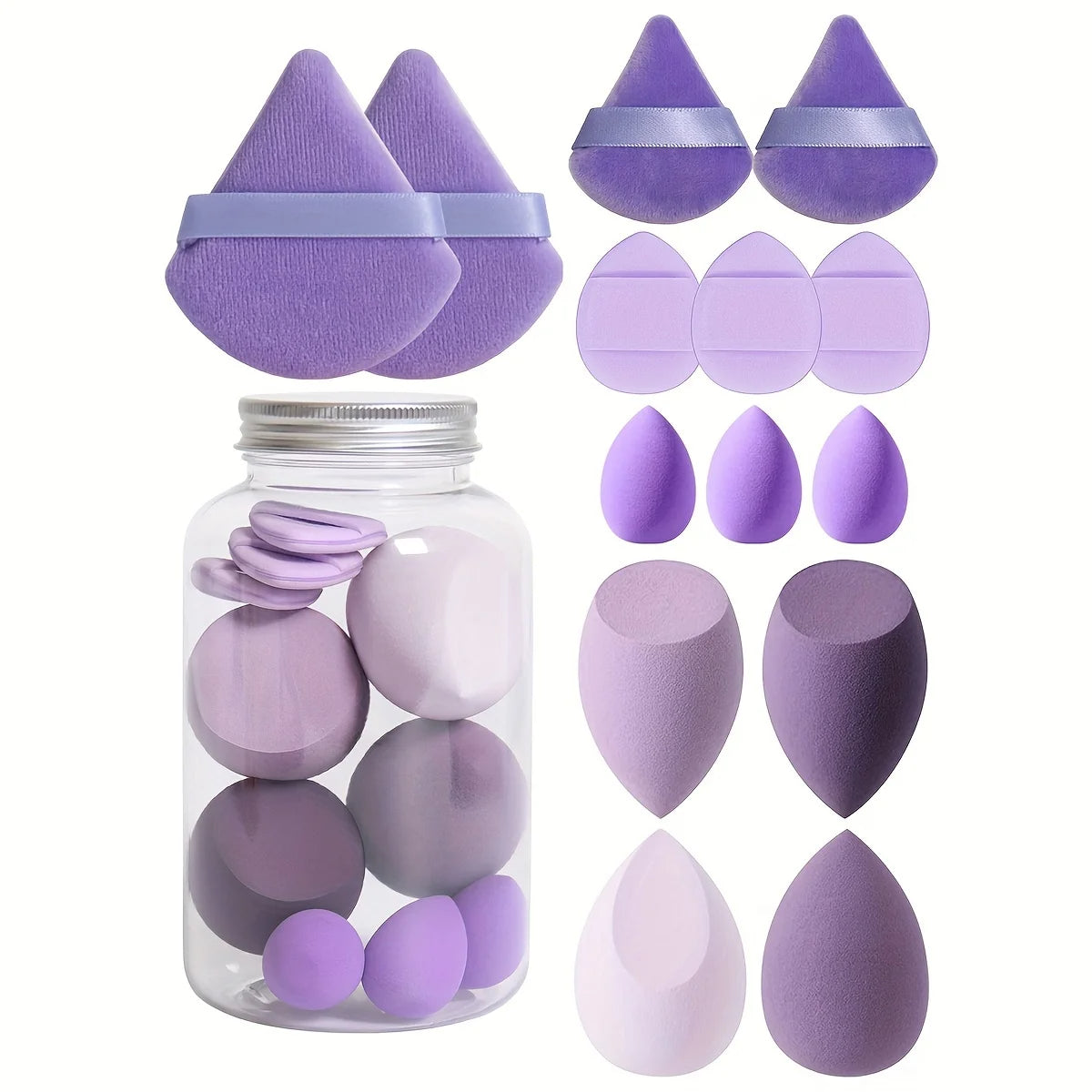 14 Pcs Purple Pink Black Make Up Makeup Sponge Triangle Blender Sponges Powder Press Puffs Set - V.I.P Digital Presence