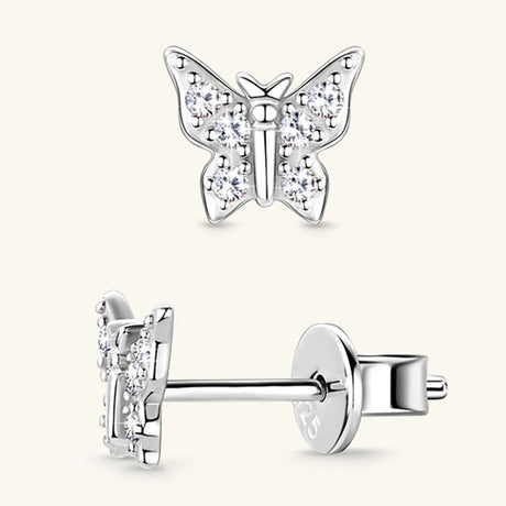 Moissanite 925 Sterling Silver Butterfly Stud Earrings - V.I.P Digital Presence
