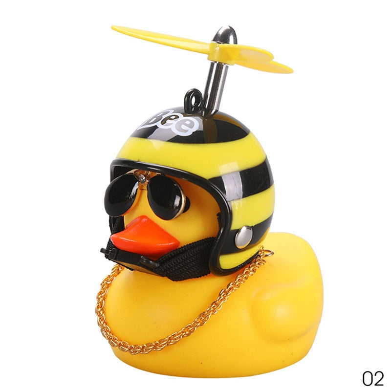 Car Duck with Helmet Broken Wind Small Yellow Duck Road Bike Motor Helmet Riding Cycling Car Accessories Decor Without Lights - V.I.P Digital Presence