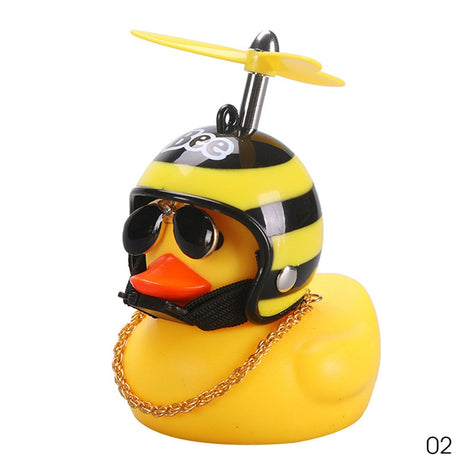 Car Duck with Helmet Broken Wind Small Yellow Duck Road Bike Motor Helmet Riding Cycling Car Accessories Decor Without Lights - V.I.P Digital Presence