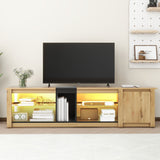 ModernTV stand suitable for TVs under 80 inches, media console with multifunctional storage, and LED lights - V.I.P Digital Presence