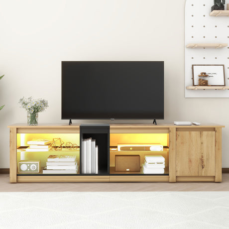 ModernTV stand suitable for TVs under 80 inches, media console with multifunctional storage, and LED lights - V.I.P Digital Presence