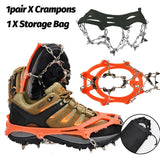 1 Pair Outdoor Climbing Non-slip Ice Snow Grippers 13 Teeth Spike Cleats Crampons for Family Outdoor Camping Accessories - V.I.P Digital Presence