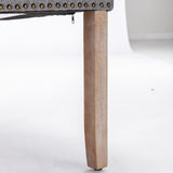 High-end Tufted Solid Wood Contemporary Flax Upholstered Linen Dining Chair with Wood Legs Nailhead Trim 2-Pcs Set Gray