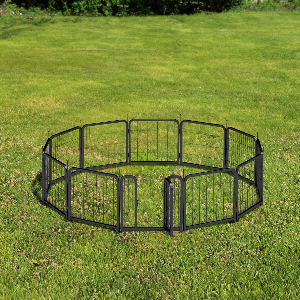 Outdoor 12 piece dog fence, 24 inch portable indoor game fence for small dog pets. Black, 22.2 inches wide x 23.6 inches high. - V.I.P Digital Presence