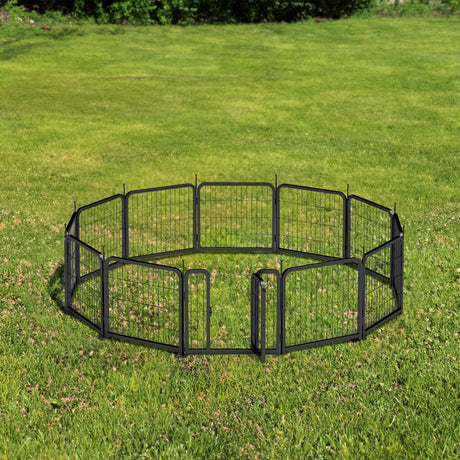 Outdoor 12 piece dog fence, 24 inch portable indoor game fence for small dog pets. Black, 22.2 inches wide x 23.6 inches high. - V.I.P Digital Presence