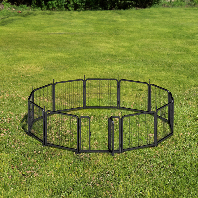 Outdoor 12 piece dog fence, 24 inch portable indoor game fence for small dog pets. Black, 22.2 inches wide x 23.6 inches high. - V.I.P Digital Presence