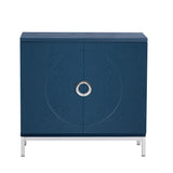 Simple Storage Cabinet Accent Cabinet with Solid Wood Veneer and Metal Leg Frame for Living Room, Entryway, Dining Room (Navy)