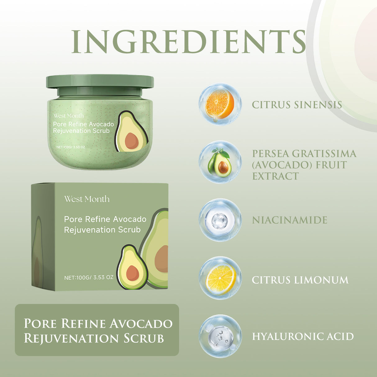 Avocado Ice Cream Scrub, Moisturizing, Hydrating, Cleansing And Exfoliating Body Scrub - V.I.P Digital Presence