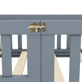Twin Size Bed Floor Bed with Safety Guardrails and Door for Kids, Gray - V.I.P Digital Presence