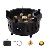 Estufa de gas portátil de 7 núcleos para acampar, con potente potencia de fuego, bolsa de transporte, ideal para acampar al aire libre, senderismo y pesca.