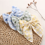 Children's Headwear Girl Plaid Cotton Embroidery Bow Hairpin Big Swallowtail Hairpin - V.I.P Digital Presence