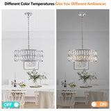 Modern crystal drum pendant light, 6-light pendant light, with silver metal frame (excluding light bulb) - V.I.P Digital Presence