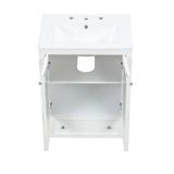 24" Bathroom Vanity with Sink, Bathroom Vanity Cabinet with One Drawer and Doors, Adjustable Shelf, Solid Wood and MDF, White - V.I.P Digital Presence