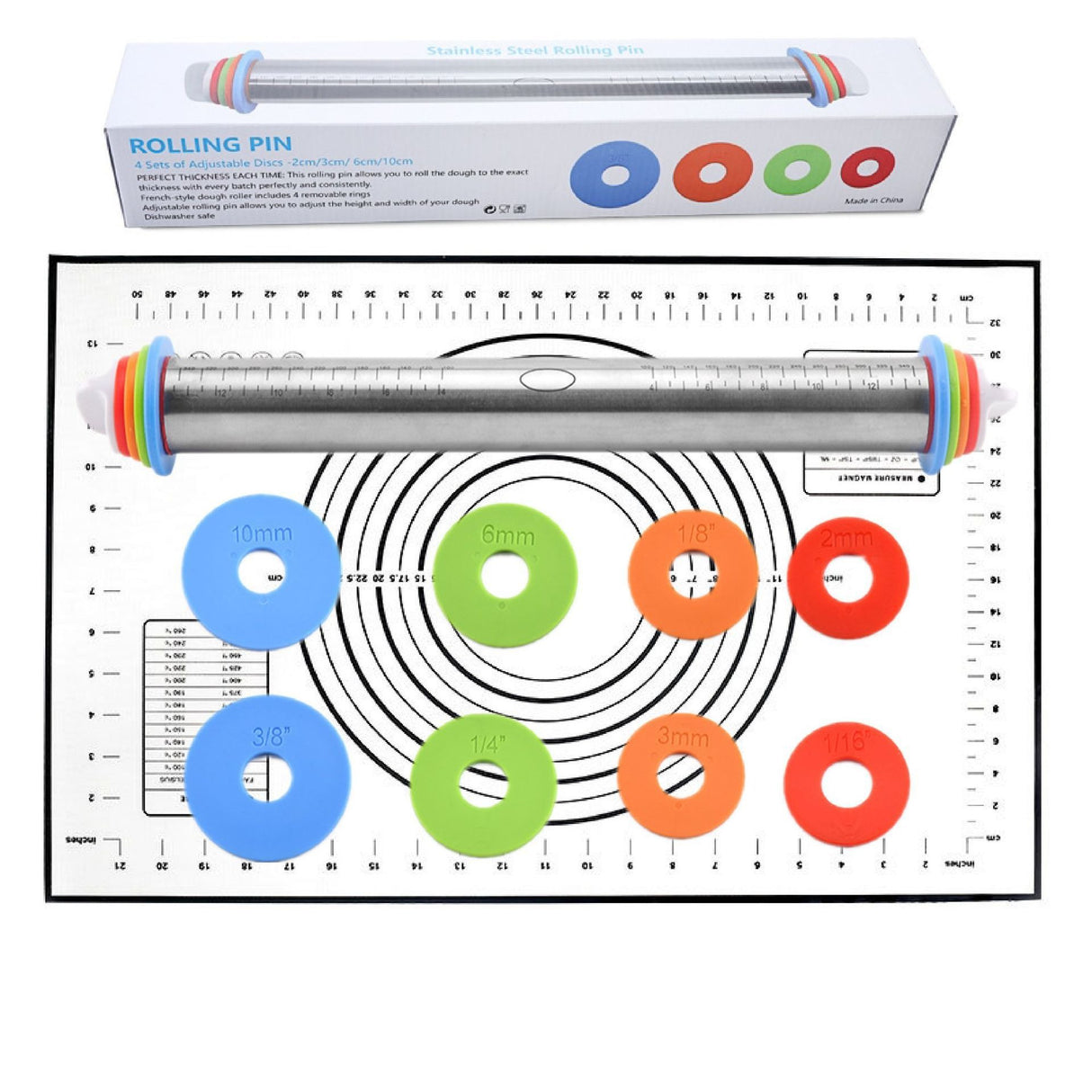 17 inch stainless steel adjustable thickness rolling pin scale rolling pin leather material kneading tool - V.I.P Digital Presence