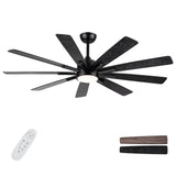 Mordern Farmhouse 62 In Black Ceiling Fan with Smart App and Remote Control - V.I.P Digital Presence